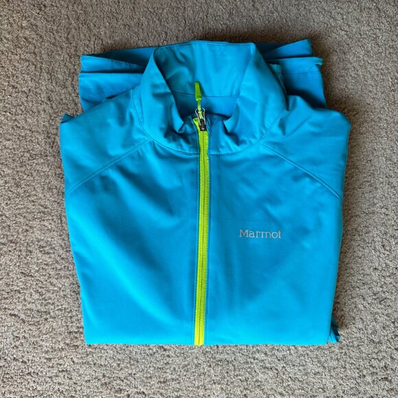 Marmot Jacket Womens Large Full Zip Mock Neck Running Activewear Blue Pockets - Picture 12 of 12